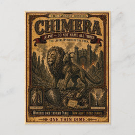 Chimäre, Vintage-Zirkus-Monster Postkarte