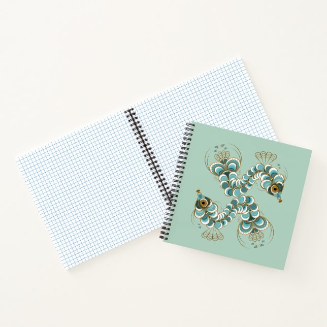 Chimera - Peacock Seepferd Square Notebook Notizbuch (Innenseite)