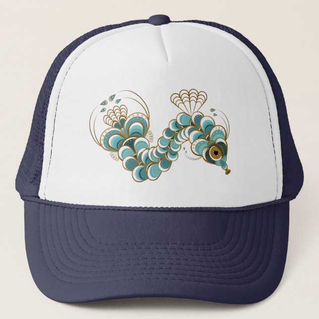 Chimera - Peacock Seepferd Trucker Hat (12 Farben) Truckerkappe (Vorderseite)
