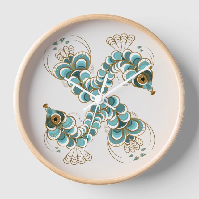 Chimera - Pfau Seepferd Gerahmte Uhr (Vorderseite)