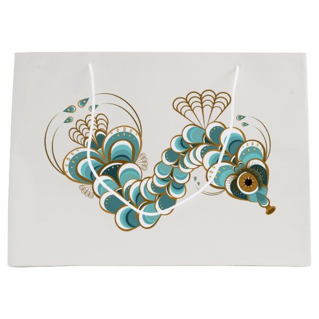 Chimera - Pfau Seepferd Große Geschenktasche Große Geschenktüte (Vorderseite)