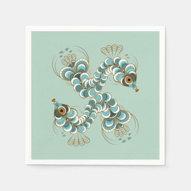 Chimera - Pfau Seepferd Paper Napkins Serviette (Vorderseite)