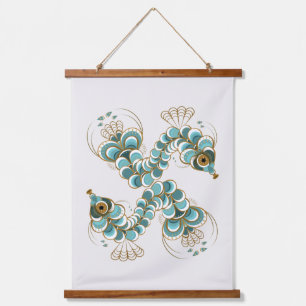 Chimera - Pfauenholz-Seepferd-Holzteppiche Wandteppich Mit Holzrahmen