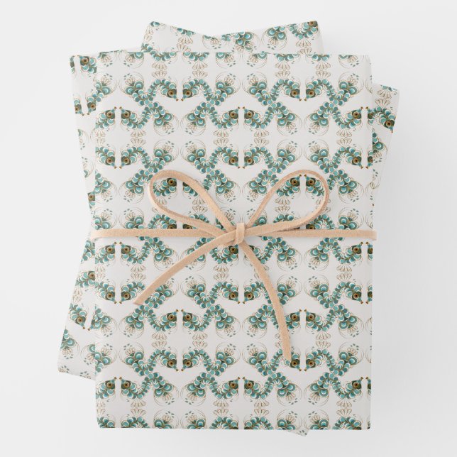 Chimera - Pfauenpapier zum Umhüllen von Seepferden Geschenkpapier Set (Beispiel)