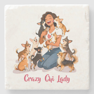 Chimigos - Crazy Chi Lady - Chihuahua  Steinuntersetzer