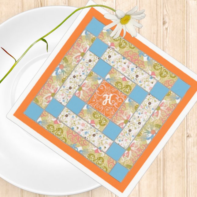 Chimney Quilt Block Paper Napkin Serviette (Von Creator hochgeladen)