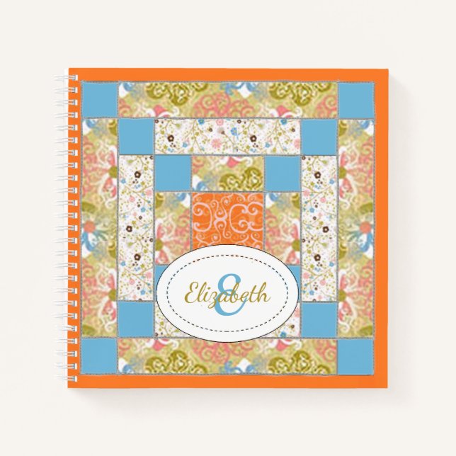 Chimney Quilt Blockmuster Notizbuch (Vorderseite)