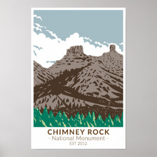 Chimney Rock National Monument Colorado Vintag Poster