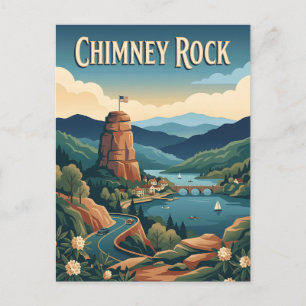 Chimney Rock North Carolina Berg Retro Poster Postkarte