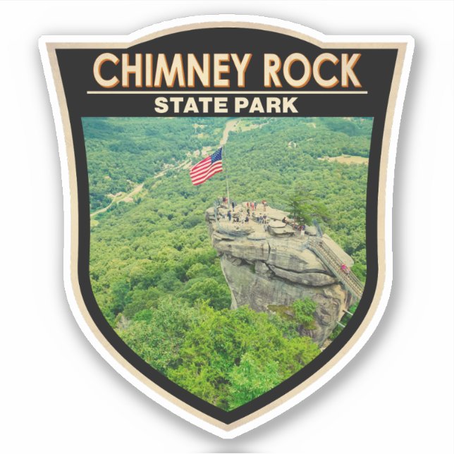 Chimney Rock Staat Park North Carolina Abzeichen Aufkleber (Vorderseite)