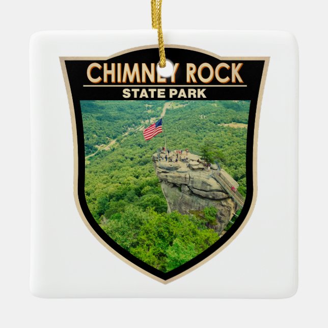 Chimney Rock Staat Park North Carolina Abzeichen Keramikornament (Vorderseite)