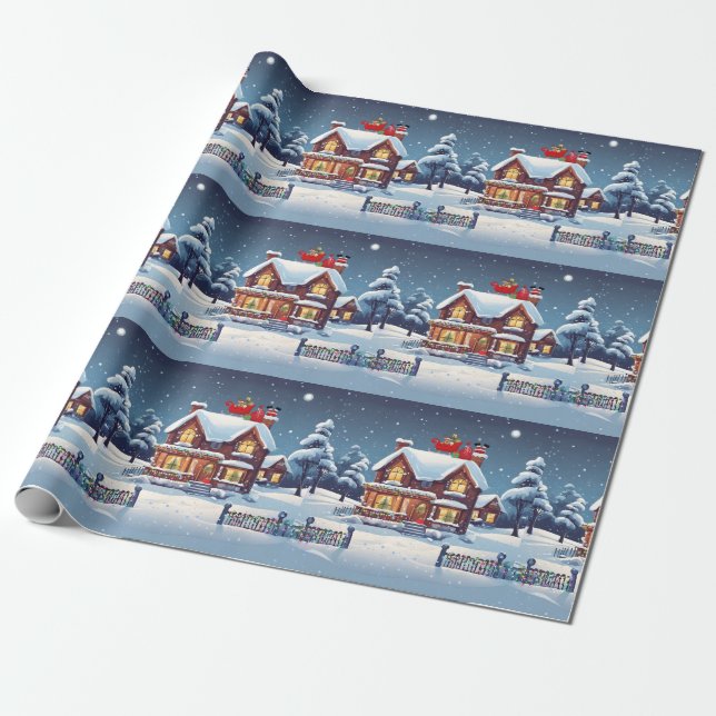 Chimney Santa Wrapping Paper Geschenkpapier (Ungerollt)