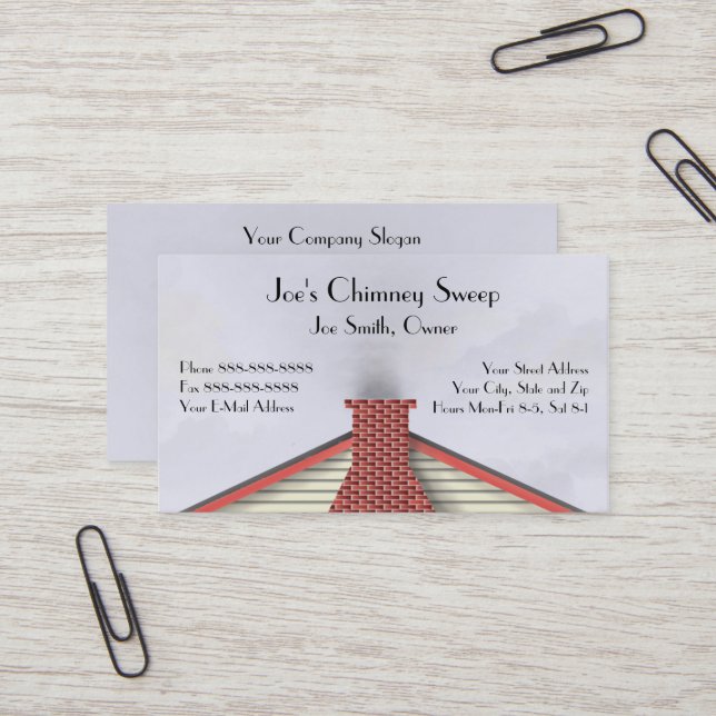 Chimney Sweep Business Card Visitenkarte (Vorderseite/Rückseite Beispiel)
