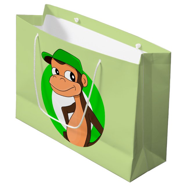 Chimp Cartoon große Geschenktasche Große Geschenktüte (Vorderseite Schrägansicht)