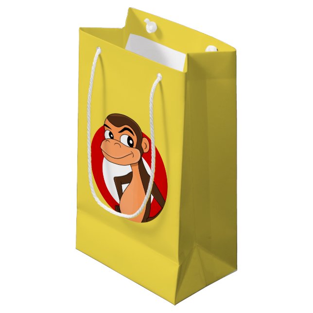 Chimp Cartoon kleine Geschenktasche Kleine Geschenktüte (Vorderseite Schrägansicht)