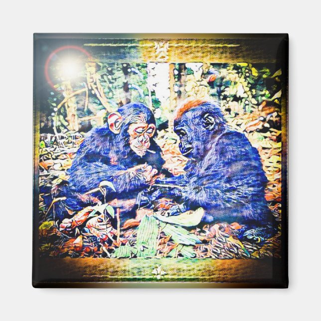 Chimp & Gorilla Zusammenarbeit 01 Magnet (Vorne)