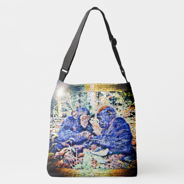 Chimp & Gorilla Zusammenarbeit 01 Tragetaschen Mit Langen Trägern (Rückseite)