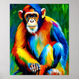 Chimp-Malerei | Zuhause-Dekoration, farbiger Regen Poster