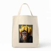 Chimp mit Bananenholzbeutel