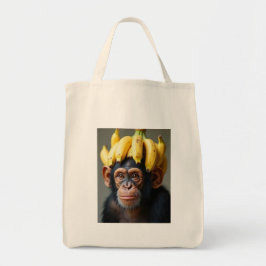 Chimp mit Bananenholzbeutel Tragetasche