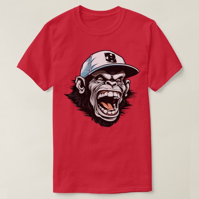 Chimp mit Baseballhut 1 T-Shirt (Design vorne)