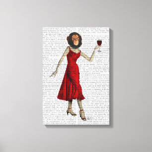 Chimp mit Wein Leinwanddruck