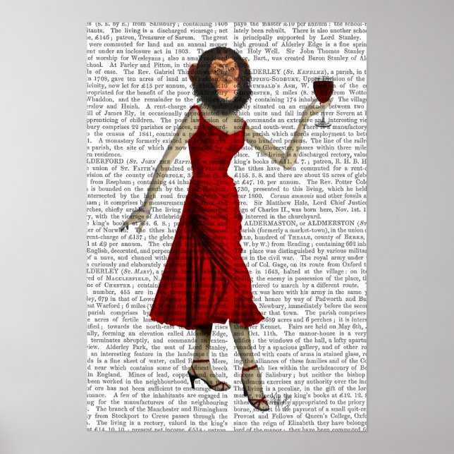 Chimp mit Wein Poster (Vorne)