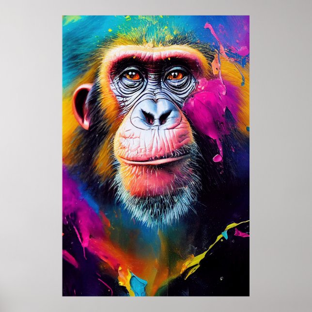 Chimpanzee Ape Animal Discovery Adventure Nature Poster (Vorne)