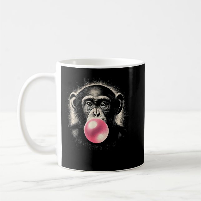 Chimpanzee Chimp Ape Pink Kaugummi Blase Kaffeetasse (Links)