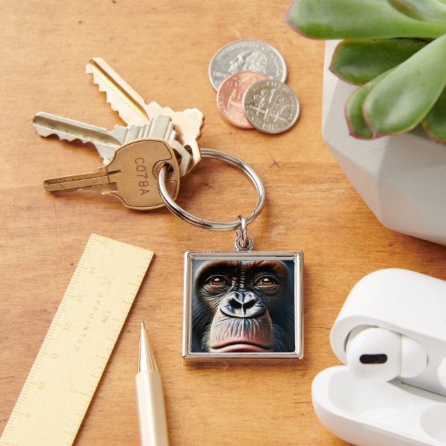 Chimpanzee Cute Monkey Save The Chimps Ape Schlüsselanhänger (Schreibtisch)