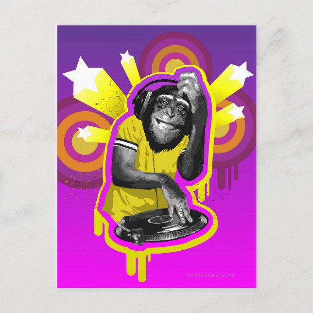 Chimpanzee DJ Postkarte (Vorderseite)