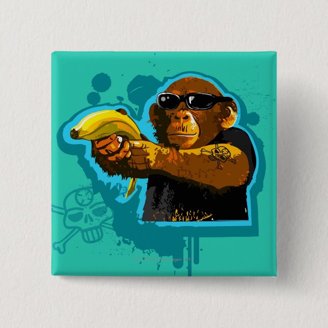 Chimpanzee Holding a Banana Button (Vorderseite)