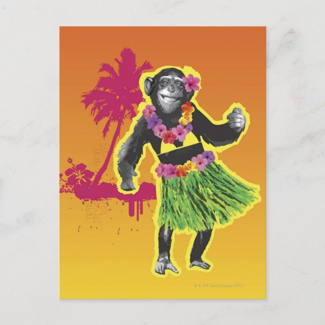 Chimpanzee Hula Dancing Postkarte (Vorderseite)