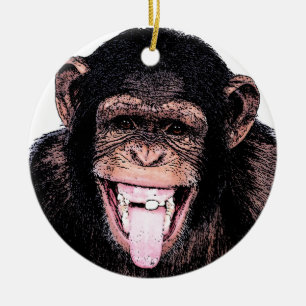 Chimpanzee Keramik Ornament