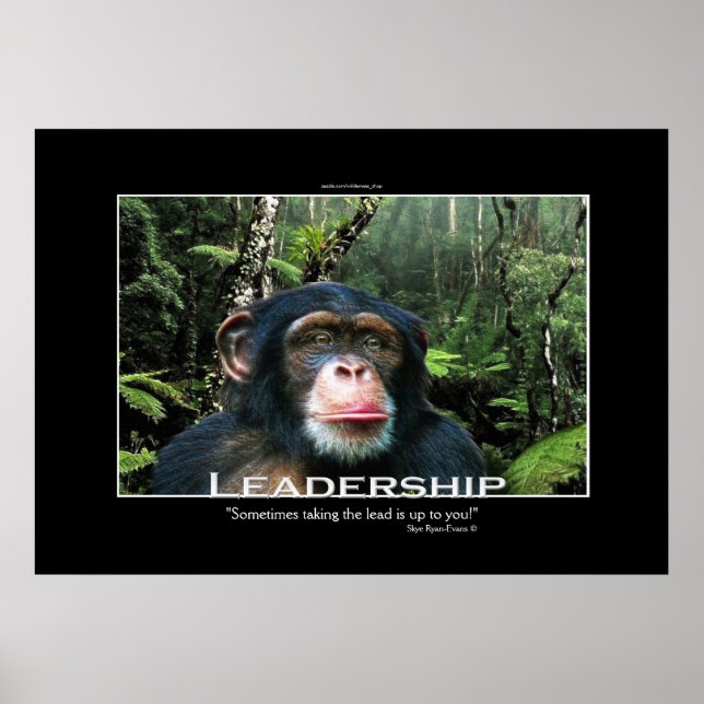 Chimpanzee LEADERSHIP Motivierend Art Poster (Vorne)