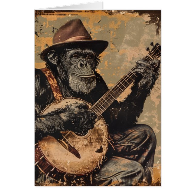 CHIMPANZEE MONKEY FUNNY BIRTHDAY GREETING CARD (Vorne)