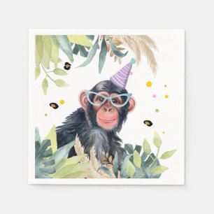 Chimpanzee Monkey Party Tiere Geburtstag Safari Serviette