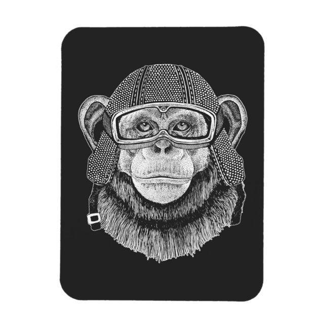 Chimpanzee Motorradfahrer Magnet (Vertikal)
