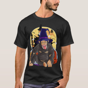 Chimpanzee Niedlich Halloween Hexenkürbis T-Shirt