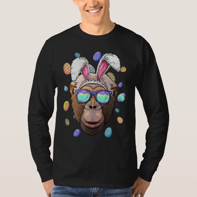 Chimpanzee Ostersonnige Ohren Sonniges Ostereier H T-Shirt (Vorderseite)