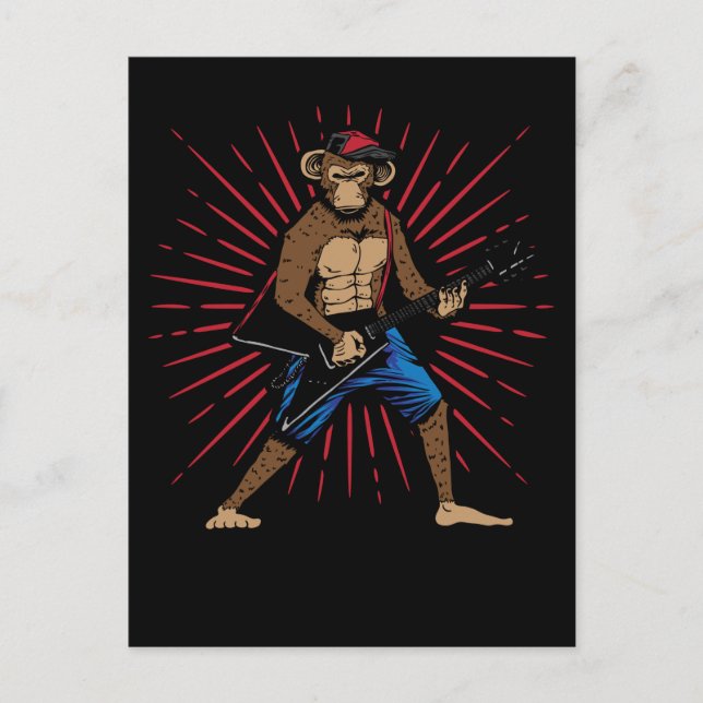 Chimpanzee spielt Electric Guitar Music Lover Postkarte (Vorderseite)