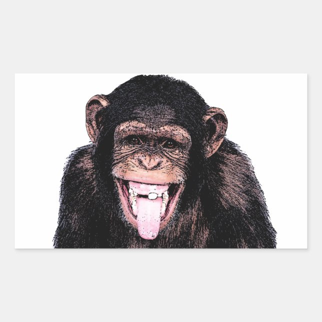 Chimpanzee Tongue Rechteckiger Aufkleber (Vorderseite)