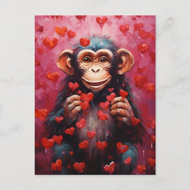 Chimpanzee Valentinstag Postkarte (Vorderseite)
