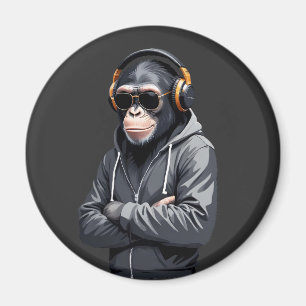 Chimpanzee Wear Hoodie Funny Cool Animal Vector Magnet