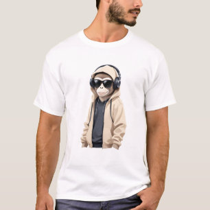 Chimpanzee Wear Hoodie Funny Cool Animal Vector T-Shirt