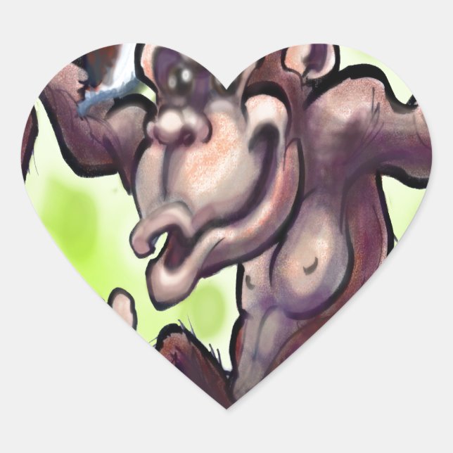 Chimpanzee Weihnachten Herz-Aufkleber (Vorderseite)