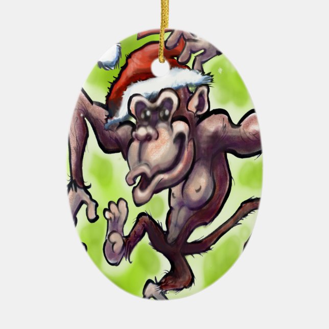 Chimpanzee Weihnachten Keramik Ornament (Vorne)