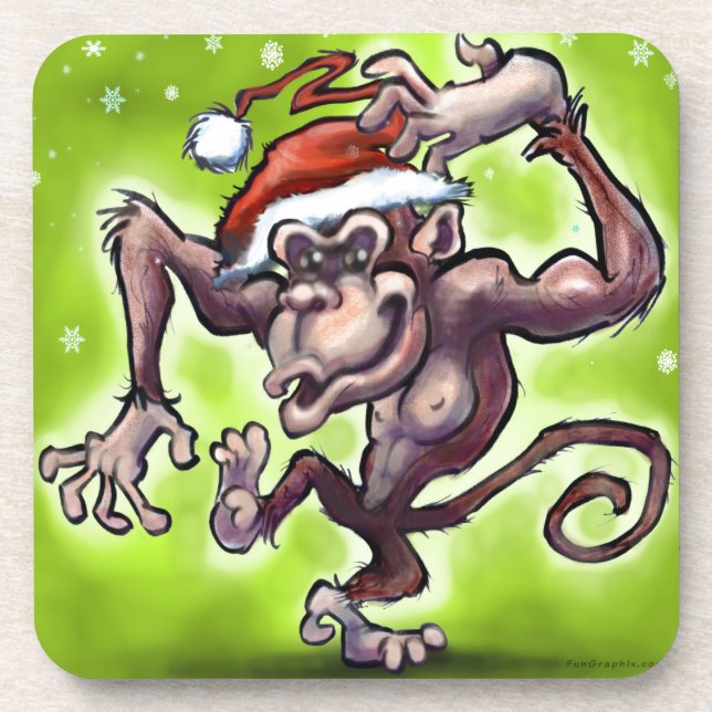 Chimpanzee Weihnachten Untersetzer (Vorderseite)