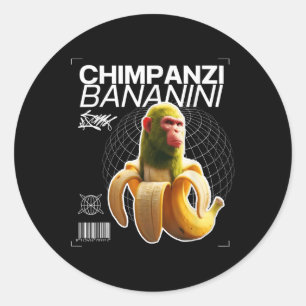 Chimpanzi Bananini Spaß Art Runder Aufkleber