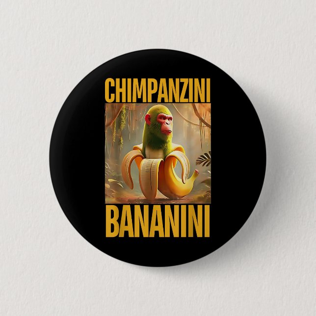 Chimpanzini Bananini Italienisch Brainrot Meme Boy Button (Vorderseite)